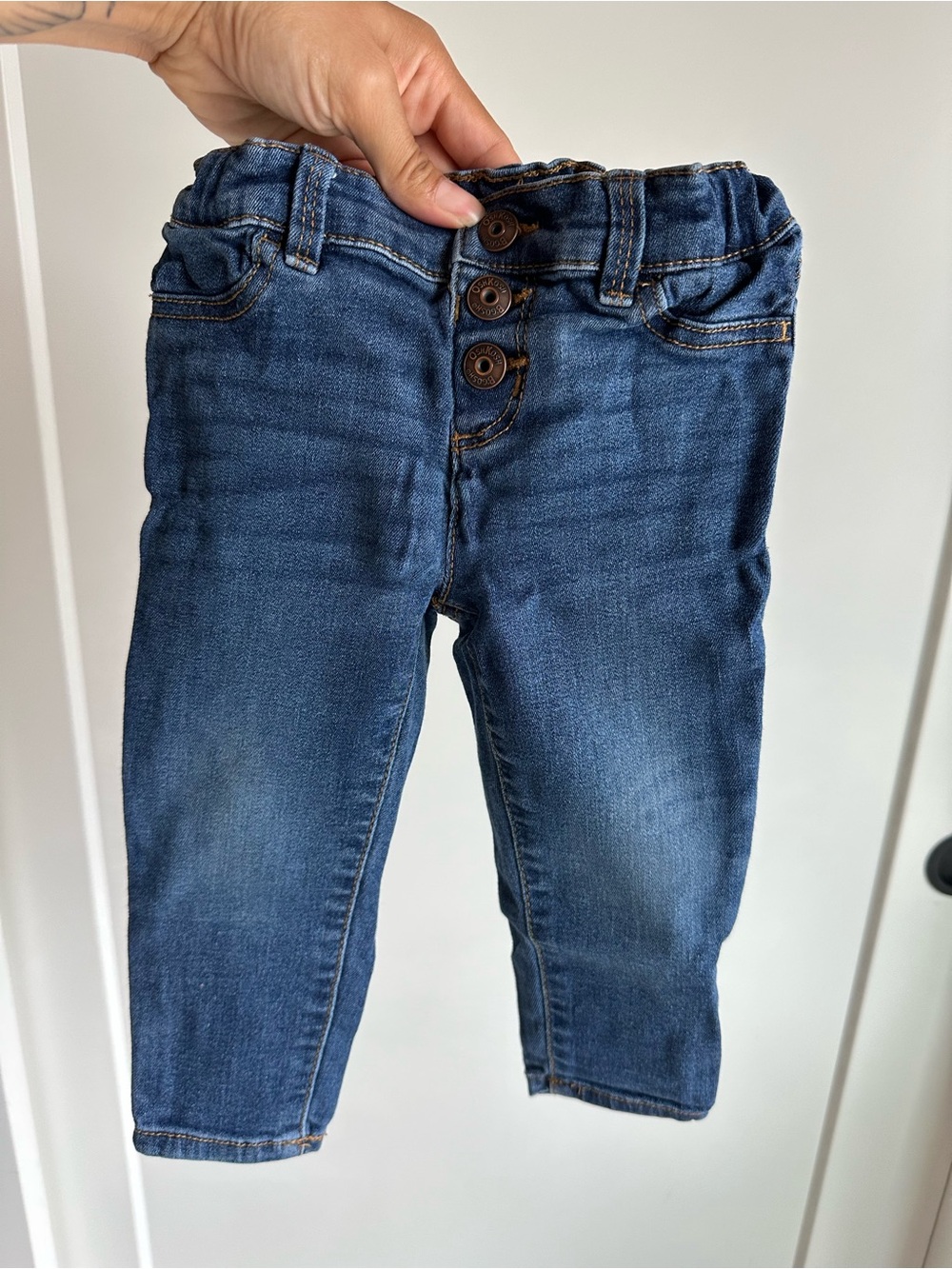 OshKosh B'gosh Dark Blue Denim Button-Front Jeggings with Snap Closure, 18mo